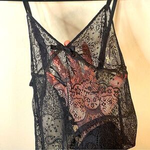 Elegant Black Lace Lingerie Top Sz M